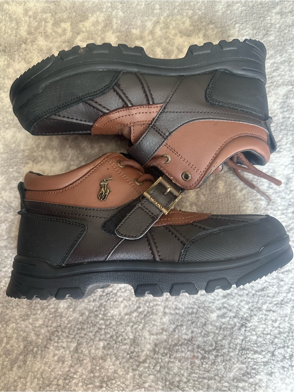 Ralph Lauren Two-Tone Brown and Black Leather Boots